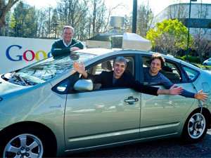 Cool concepts like a self-driving car are driving investor interest in Google shares, which are gaining value at a faster pace than rival Microsoft.