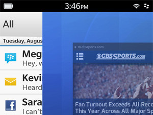 The BlackBerry 10 interface has up to eight 'active frames' allowing easy access to recently used or open apps.