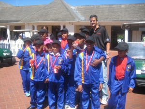 Marketing manager Richard Bosman of Toshiba spent the day with children from the South African Disabled Golf Association at the recent Lion of Africa Cape Town Open golf tournament, which Toshiba sponsored.
