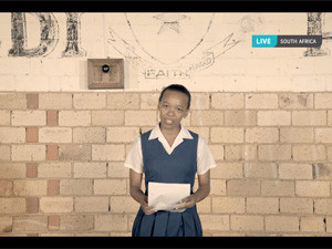 Learner Kelly Baloyi gave an impassioned speech to millions of South Africans during a live broadcast commercial as part of FNB's 'You can help' campaign.
