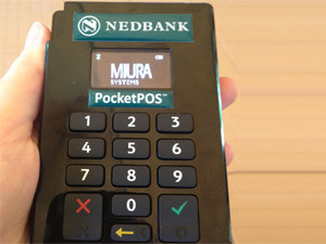 The PocketPOS device is currently only available to a select group of existing Nedbank customers, but will be made more widely available in the second quarter.