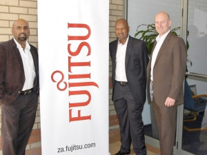 Equity partners: Puven Ramasamy, group CEO of Amava Holdings; Thuthukani Information Technology Services MD Fannie Mahlangu; and Quentin Schots, MD of Fujitsu SA.