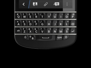 The Q10 keyboard features a wider layout, bigger sculpted keys and longer frets between rows.