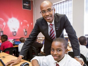 Adapt IT CEO, Sbu Shabalala and Zwakele Primary student