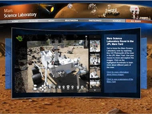 A new Web site lets people explore Curiosity, giving them a realistic feeling of the rover's scale and testing environment. Image: Microsoft.