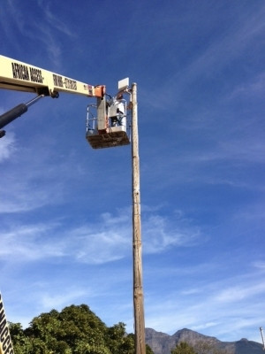 The workshop installation where a pole needed to be installed with our radio on top.