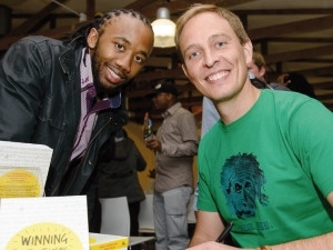 Fanele Ndzoko gets his copy of Winning Without Losing signed by author and Startup Bootcamp co-founder Martin Bjergegaard.