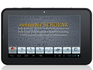 The seven-inch, dual-SIM, dual-purpose netsurfer SCHOLAR Android tablet contains 183 hours' of preloaded maths and science educational content.