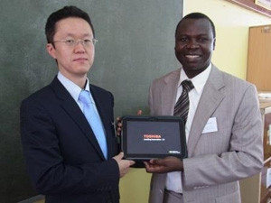Tetsuhiko Yamano, general manager Toshiba corporation and Dr Sande Ngalande, acting assistant Dean of the university's School of Humanities and Natural Sciences.
