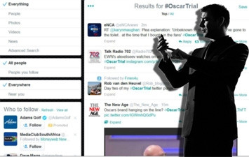 The number of tweets around Oscar Pistorius' trial came in on the low side yesterday, at about 10 000 in SA.