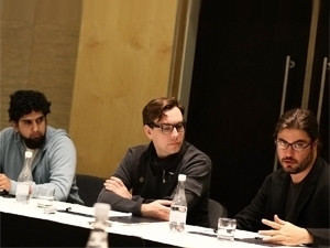 Haroon Meer, Jacob Appelbaum and Christopher Soghoian address a media conference at the Security Summit.