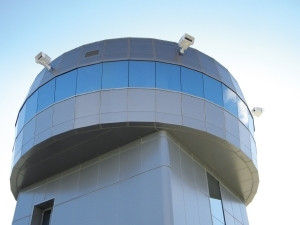 Three Panomera systems installed in a semicircle provide a panoramic view through 228^0.