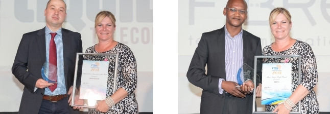 Left: Best Infrastructure Innovation - Liquid. Right: Best Not for Profit Project - FibreCo.