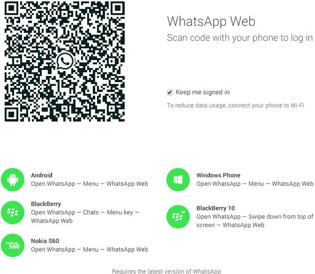 WhatsApp users need to scan a QR code with their mobile phone to connect the WhatsApp client to a Web browser.