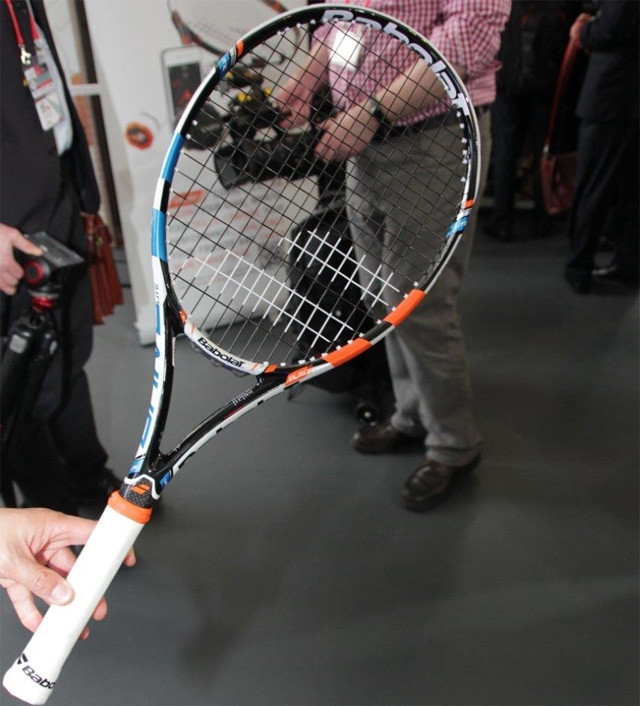 Also on display, in the GSM Association's Innovation City, is the Babolar connected racket, as used by Rafael Nadal, which measures every stroke throughout a player's match, and sends it back to an app via Bluetooth. The racket allows players to analyse their game to make improvements, and is no heavier than a normal racket.