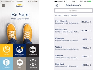 The Be Safe functionality on the Santam app allows users to let friends and family track users' journeys.