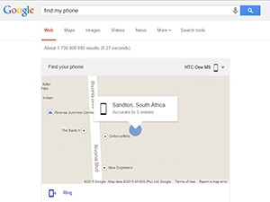 The new "find my phone" feature on Google search was able to find this Android device in a 5m radius.