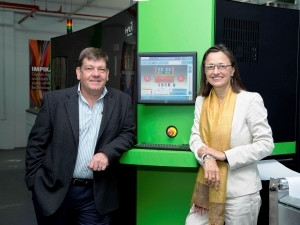 Jeff van der watt CEO of Tunleys Mail and Print with Xerox CTO Sophie Vandebroek.