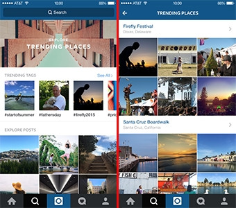 New Instagram features will allow users to discover trending hashtags and places.
