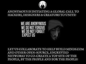 The message the anonymous group sent out on Facebook this week to its followers.