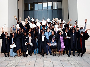 Get Online graduates celebrate at Microsoft SA's offices in Johannesburg. (Photograph: Grant Difford)