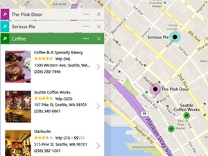 Bing Maps will feature a side list of relevant information about the place searched for, as well as information about similar nearby places.