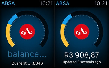 Absa Apple Watch app users will view their account balances in a graphic meter gauge view.