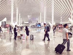 The Shenzhen Bao'an International Airport has three terminals and sees over 20 million people pass through it each year.