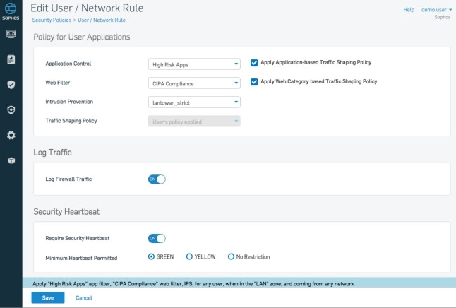 Sophos XG Firewall - Policy setting for Security Heartbeat.