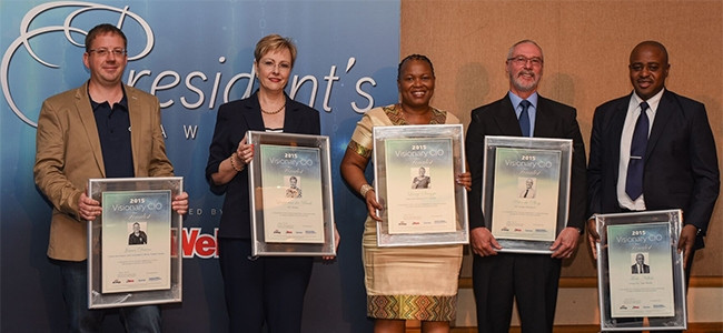 Top 5 Visionary CIOs: James Devine, Louise van der Bank, Lungi Sangqu, Peter du Plooy and Thabo Ndlela.