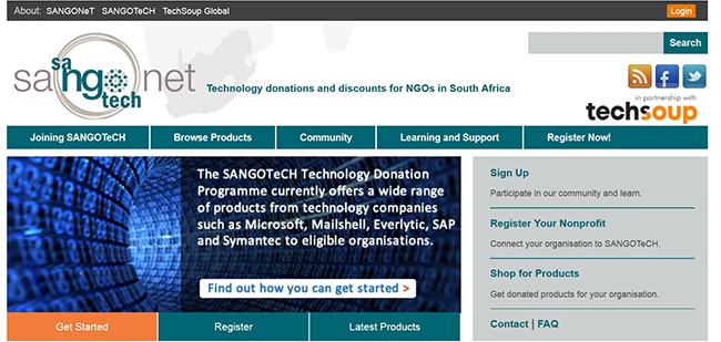 TechSoup partners with SANGONeT in South Africa to provide technology resources to non-profit organisations.