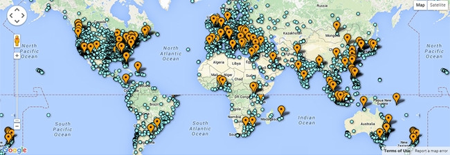 An interactive map represents more than 191 000 Hour of Code events hosted worldwide this week.