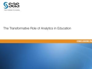 SAS Whitepaper: The Transformative Role of Analytics in Education.