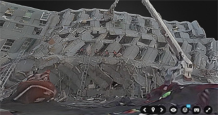 3D modelling software as well as photos and videos were used to reconstruct Taiwan's earthquake disaster zone.