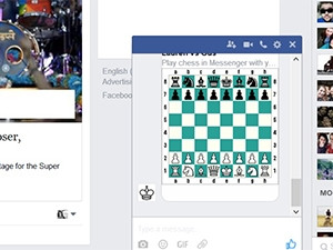 A screenshot of what the secret chess game within Facebook Messenger looks like on desktop.