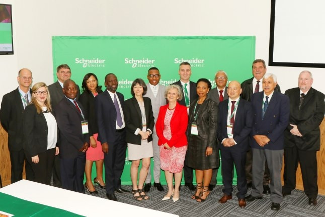 Front from left to right 
Mrs. Zanelle Dalglish, Head of Sustainable Development, Schneider Electric South Africa, Dr. Abel Ephraim Mashele, The Principal/CEO, Sedibeng TVET College, Prof. Tshilidzi Marwala, Deputy Vice-Chancellor: Research and Innovation, University of Johannesburg, Mrs. Marianne de Brunhoff , The French Ministry of Education, Higher Education and Research, H.E. Mrs. Elizabeth Barbier, Ambassador to South Africa, French Embassy, Ms. Jackey Mosesi, Deputy Principal Academic, Sedibeng TVET College, Prof. Alexandre Sebastiani, Director of F'SASEC, Vaal University of Technology, Mr. Ben Groenewald, Head of Department: Electrical, Electronic and Computer Engineering, Cape Peninsula University of Technology 
Back from left to right: Prof. Johan Meyer, Head of School, Electrical Engineering, University of Johannesburg, Mr. Frikkie O'Connell, Academic Manager: Electrical, College of Cape Town for TVET, Mrs. Canninah Mapena, Director Energy, Schneider Electric South Africa, Mr. Mduduzi Manana, Deputy