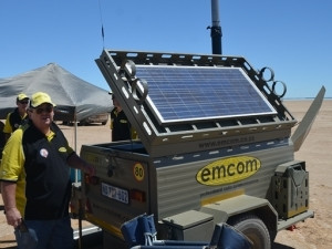 A standalone solar powered single site system is deployed by Emcom technical staff at a client site.