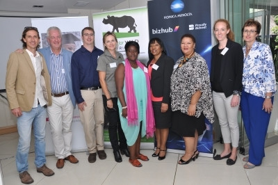 Left to right: Ryan James - Good Work Foundation, Alten Hulme - Konica Minolta South Africa, Chris Wild - Food & Trees for Africa, Petronel Nieuwoudt - Care for Wild Africa, Accolade Ubisi - Good Work Foundation, Phebe Botman-Kerspuy - Coronation Training Centre, Hendrina Khanyile - Coronation Training Centre, Amy Garlick - Promethium Carbon, Leonore Coetzer - West Rand School.