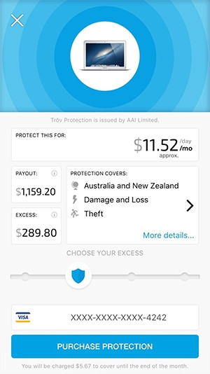 Trov lets users easily navigate and purchase insurance for their devices via a mobile app.
