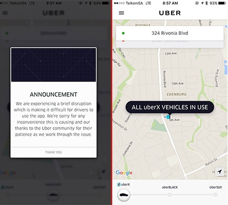 Uber users and drivers have not been able to make use of the platform this morning.