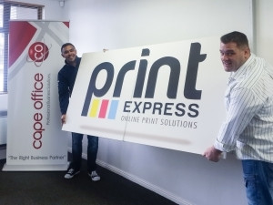 Print Express Online: Stuart Daniels (left) of Cape Office with founder and owner of Print Express Online Eugene Mulder