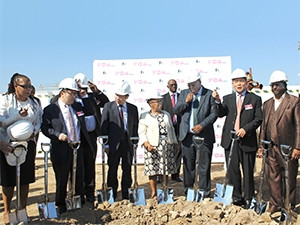 Officials at the ground-breaking ceremony of the optical fibre cable manufacturing plant at Dube TradePort.