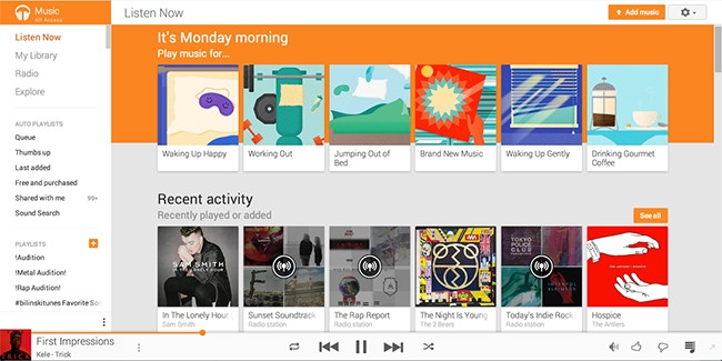 Google Play Music Concierge provides curated playlists for any situation.