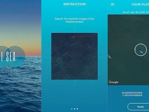 An image of the app in action from Grey Group depicts the impossible: the app ever being used to find a boat in distress.