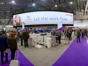 The Xerox exhibit themed 'Let the Work Flow' featured 160 printing applications including personalised packaging and customised catalogue production.