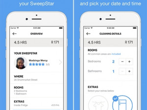 The app version of the SweepSouth cleaning service is available from the Apple App Store.