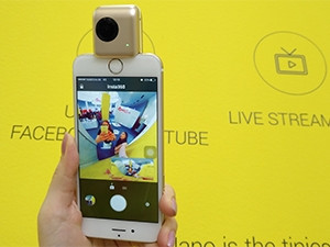 The Insta360 is a smartphone add-on that allows users to take 360-degree photos and video and share them directly to social media. Users are also able to live-stream in 360.