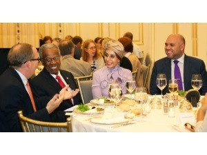 Ameera Binkaram with Majed Al Sewidi and Sir George Alleyne (Photo: Business Wire)