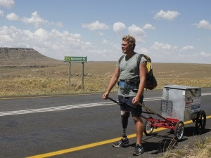 Paul Steyn on the highway outside Harrismith.