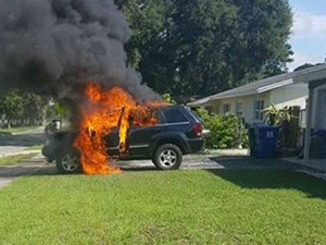 The picture Nathan Dornacher posted to his Facebook page of his Jeep that allegedly caught fire after a Note 7 was left charging in it.